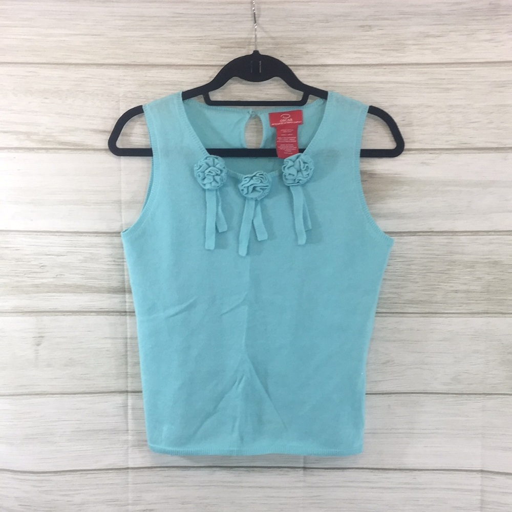 Oscar by Oscar De La Renta Teal Sweater Tank